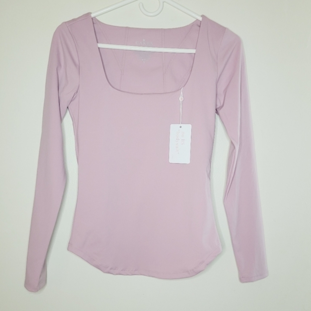 🩷 CAKES Body No BS "Bodysuit" Soft Pink Long Sleeve Top w/ Square Neck